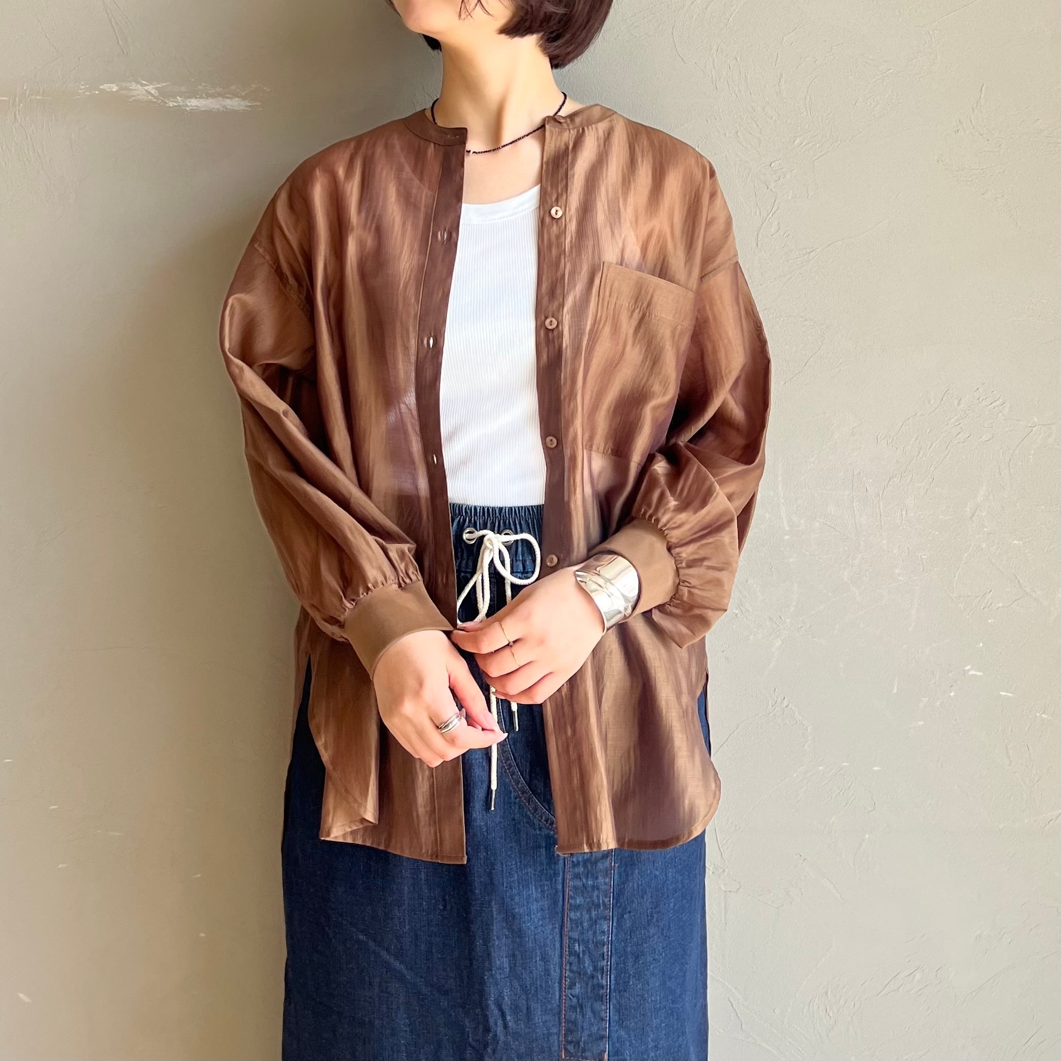 レディース MEDI DAY DREAM SHEER SHIRT ブラウン