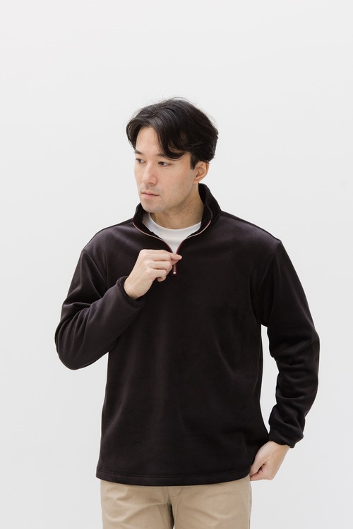 コーデュロイ フリースハーフジップ