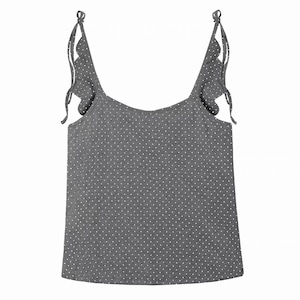 [Two Days off] polka-dot wing strap tank top