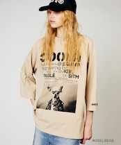 【先行販売】COOLA DOGGYフォトプリントラグランスリーブTシャツ (BEIGE) CQ-48024