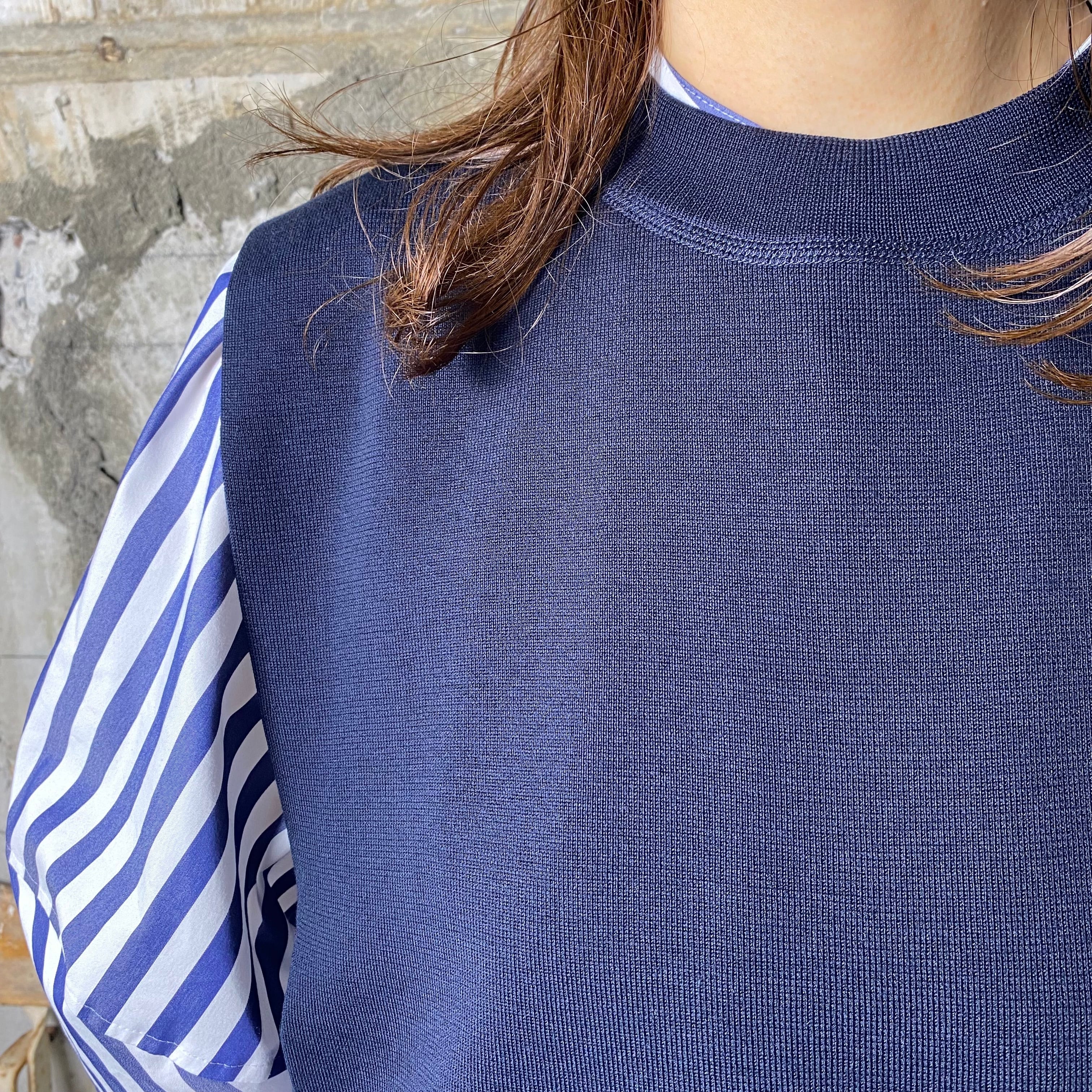 HYKE【ハイク】S/C/P CROPPED TOP SWEATER (11307 Col/NAVY SIZE/F). | glamour  online powered by BASE