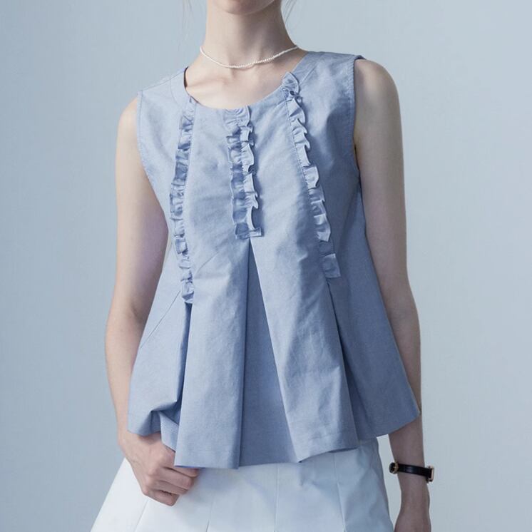 ペプラムタックフリルトップス 00763