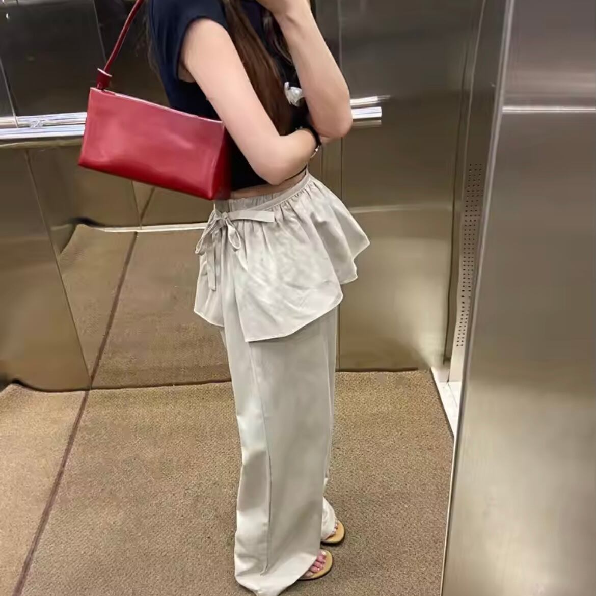 layered casual wide pants