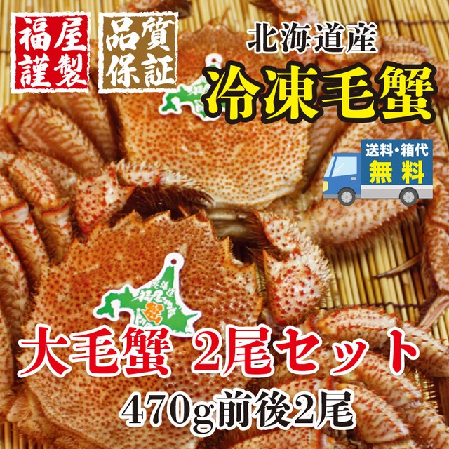 北海道産 冷凍毛蟹　大毛蟹2尾セット 470g前後【送料・箱代無料】