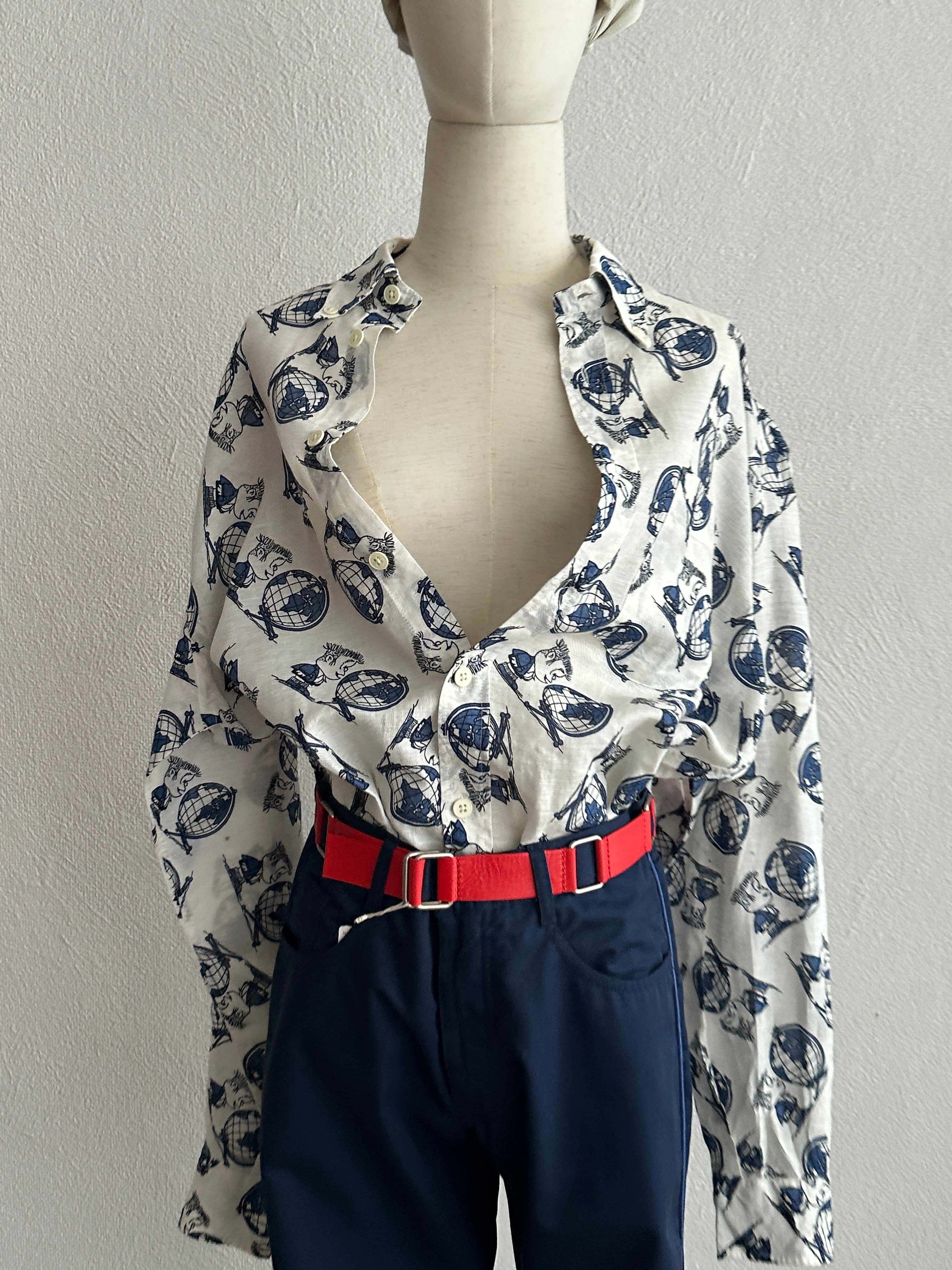 e90's J.C.DE CASTELBAJAC Full Pattern Cotton×Linen Sheer SH | ETRAK