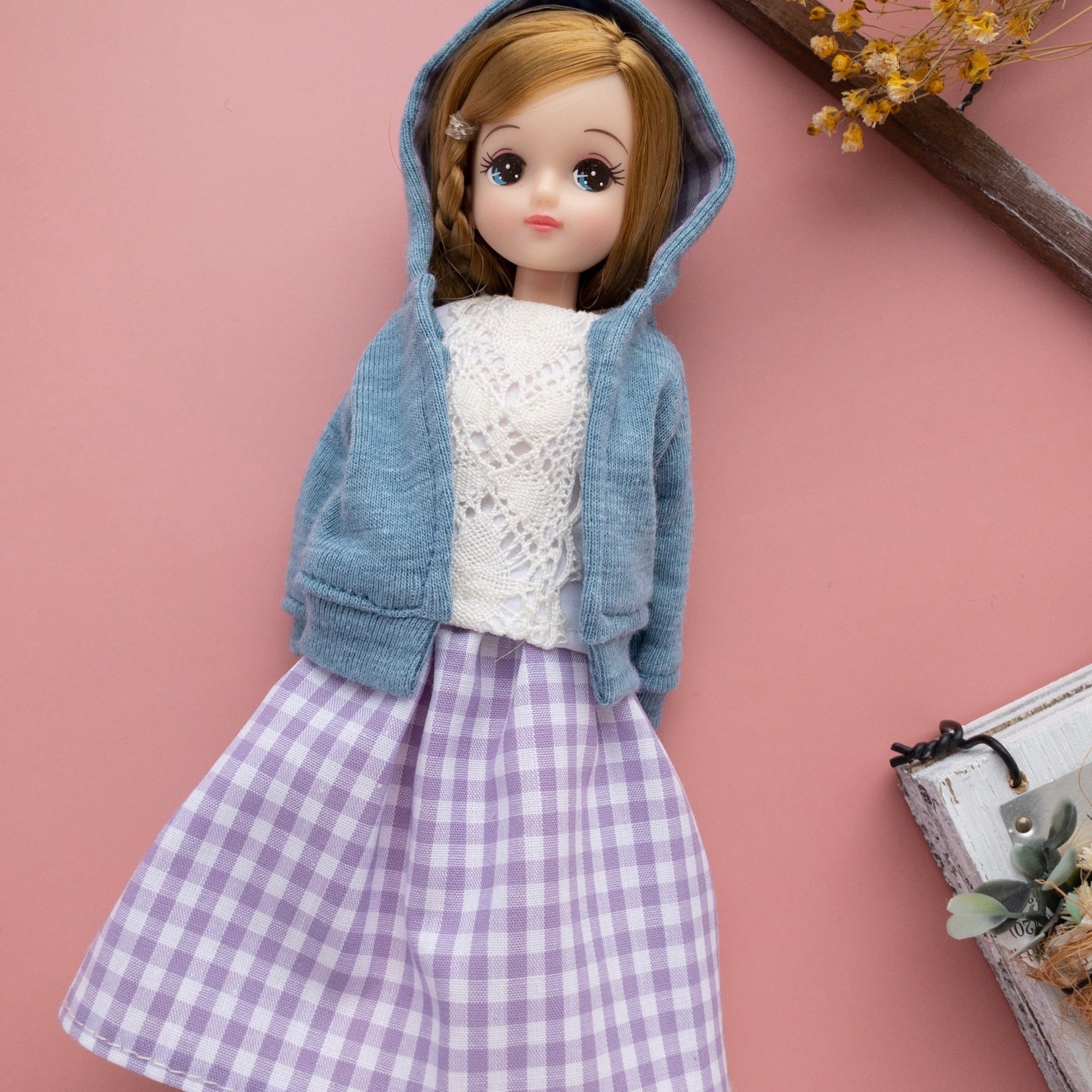 リカちゃん 洋服 BIGワッペン♡パーカー White ハンドメイド リカ