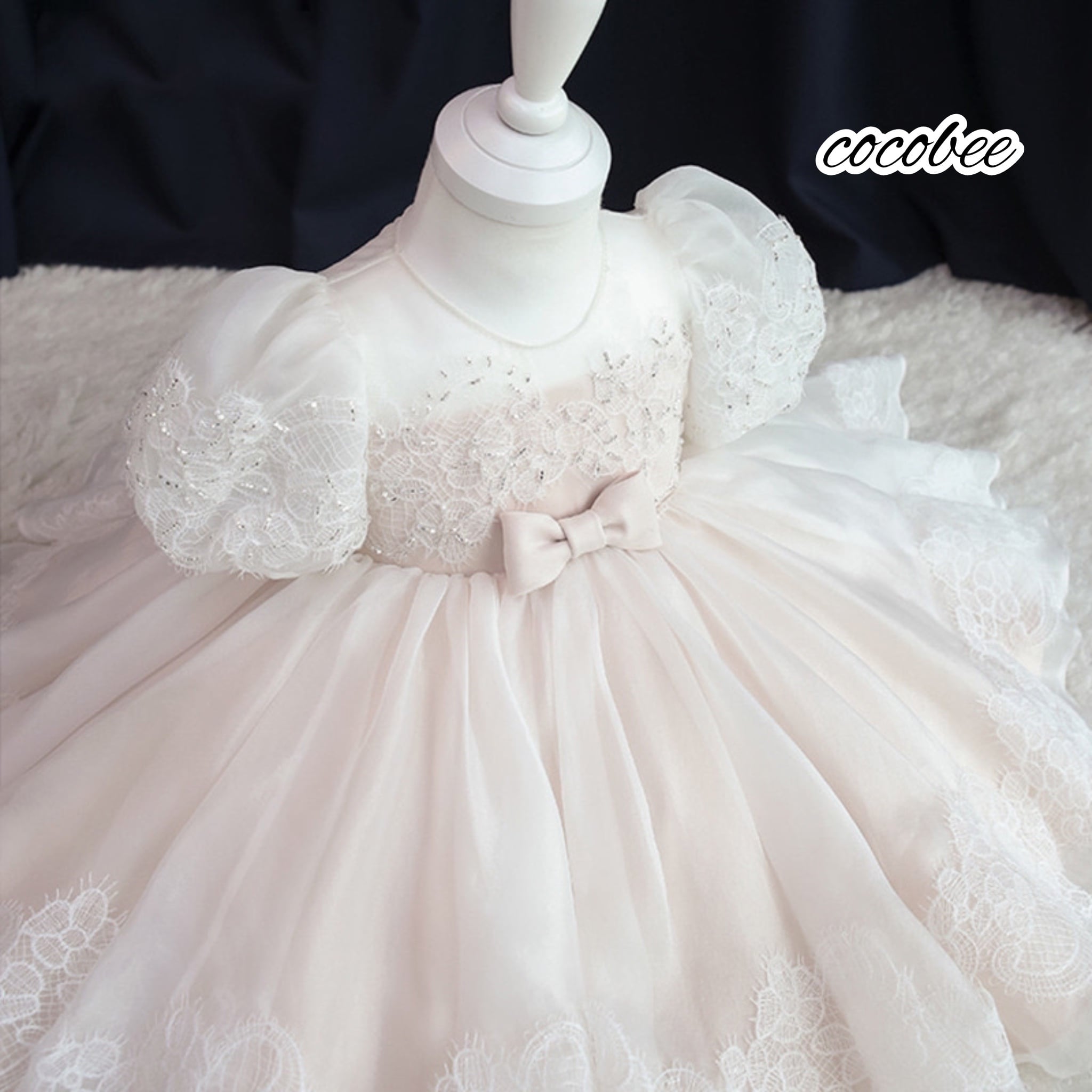即納】新作再入荷女の子フォーマルドレス華やかビーズ付きふわふわ