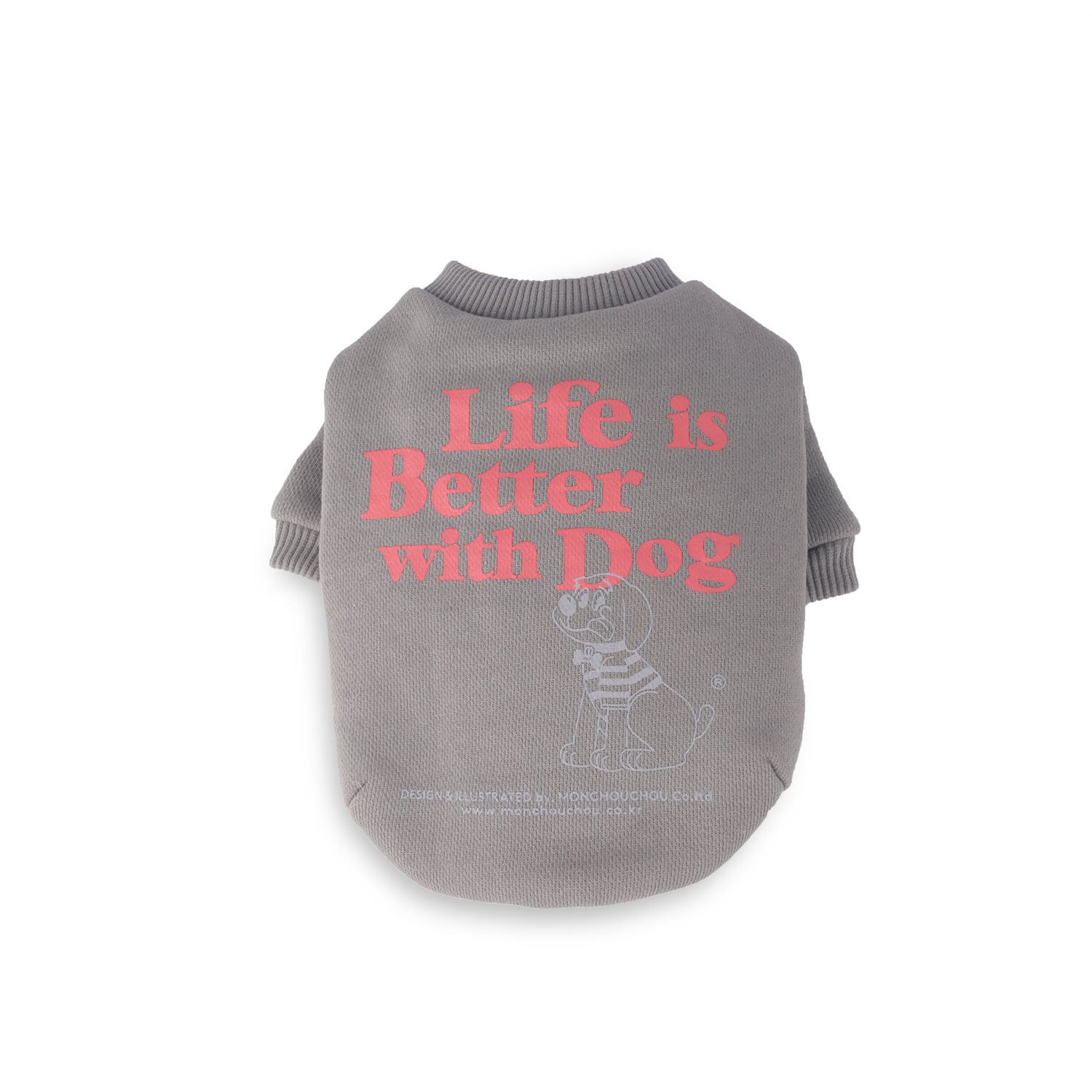 Life is Better with Dog Crew neck for dog(Gray) / monchouchou