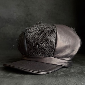 TRIANGLES HAT | Black jute scrabble damage casquette (brim core)