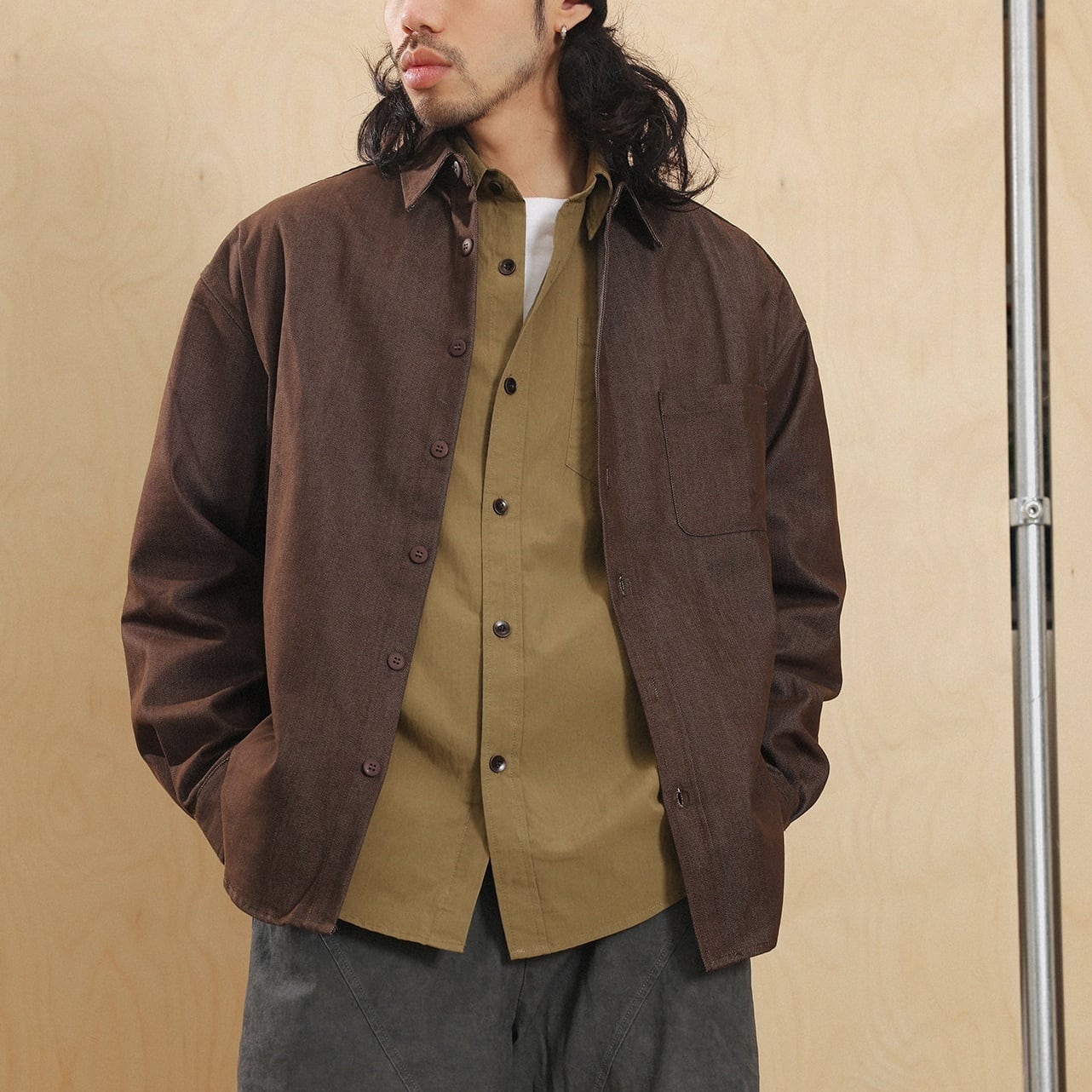 ワイドフォルム グロッシー ワークシャツ a-1303