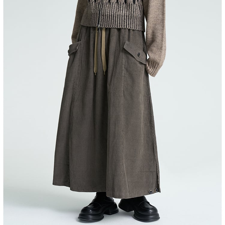 コーデュロイロングカーゴスカート ◆2col R30422