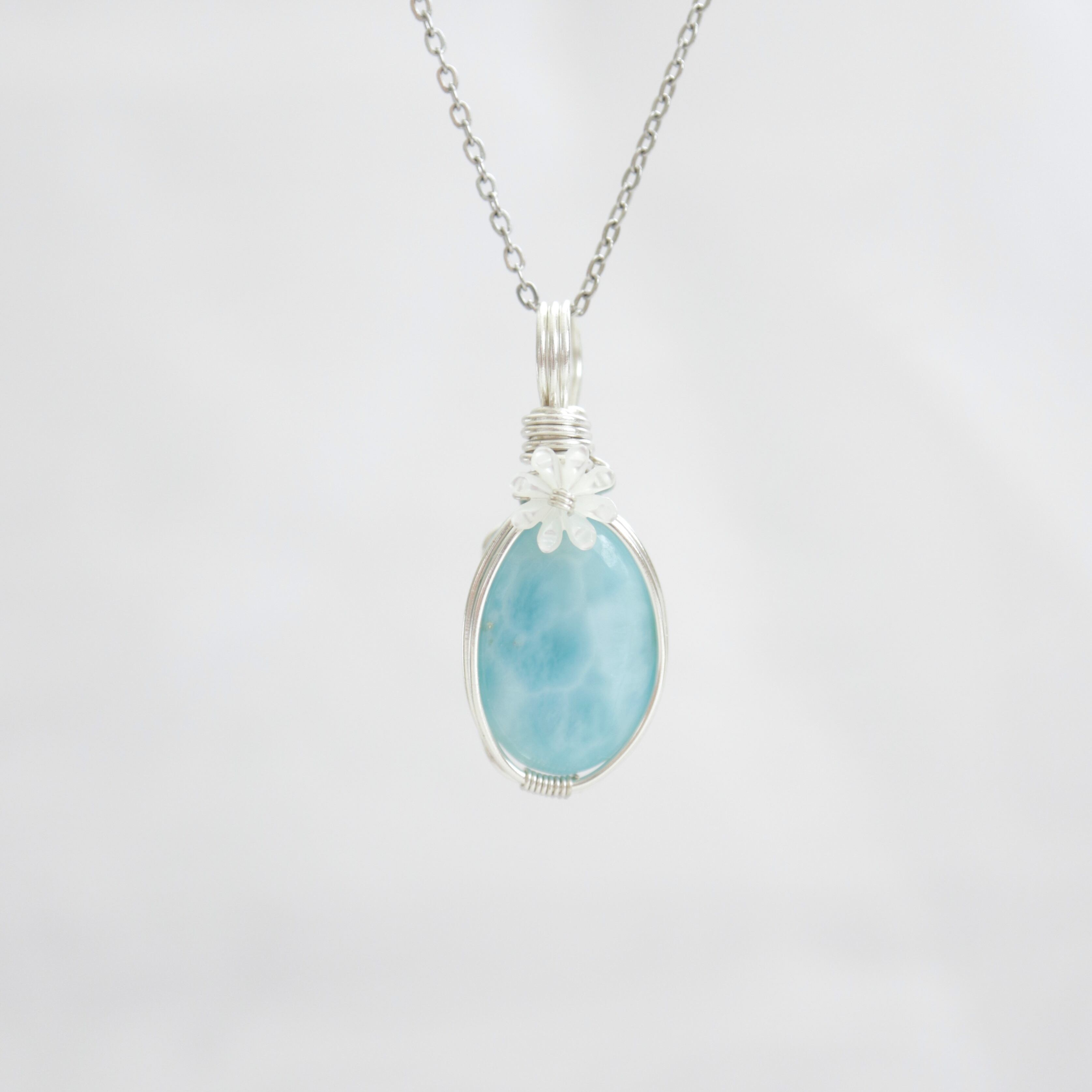 ラリマー 癒しの天然石 ワイヤーラッピング