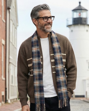 スタンドカラー ボーダーニットジップカーディガン 3色 A0118