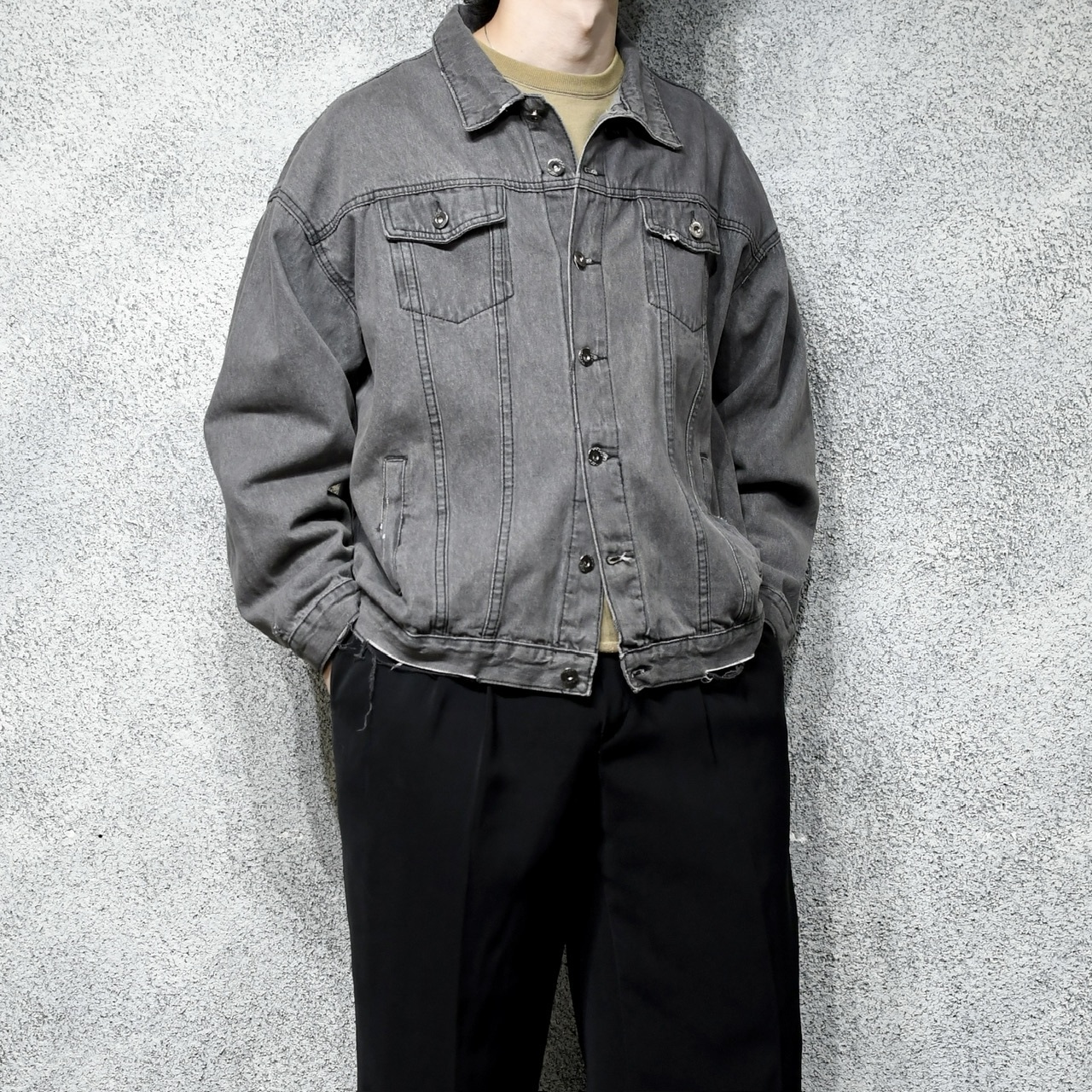 fade boro black denim jacket