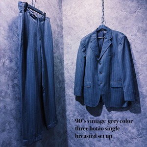 【 doppio】90’s vintage  grey color three botão single breasted set up