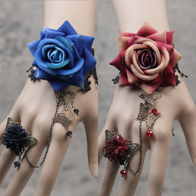 薔薇蝶の鎖・ゴシックリングブレスレット
