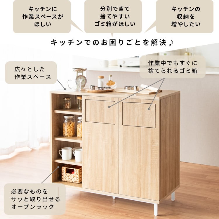 【キッチン収納／ゴミ箱収納付きカウンター】 カウンターダストボックス カウンター ゴミ箱 ダストボックス キッチン