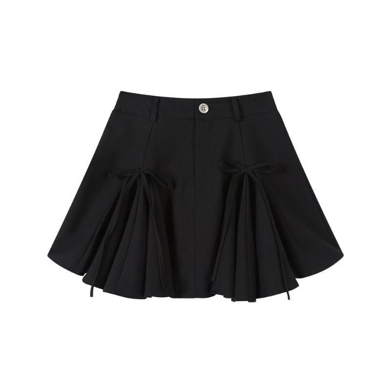 ribbon pleats flare skirt m0640