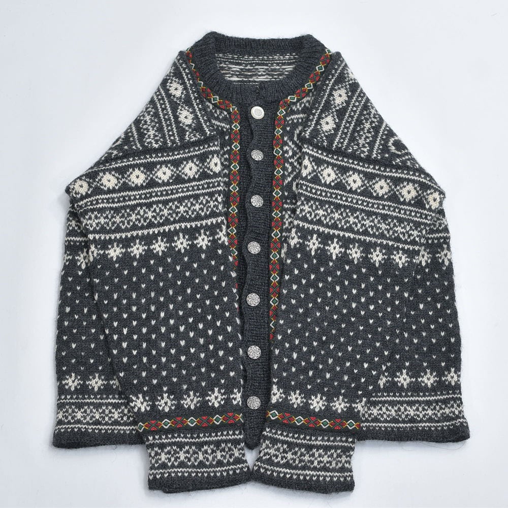 70～80s Nordic Cardigan ノルディック柄 メタルボタン デザイン