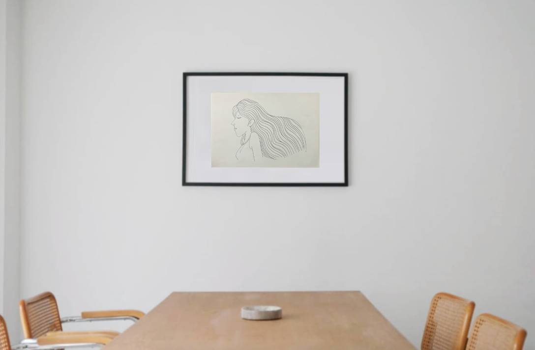 TOMO TANAKA #14 "あの人" black wooden frame 63㎝ × 93㎝付き ( LL )