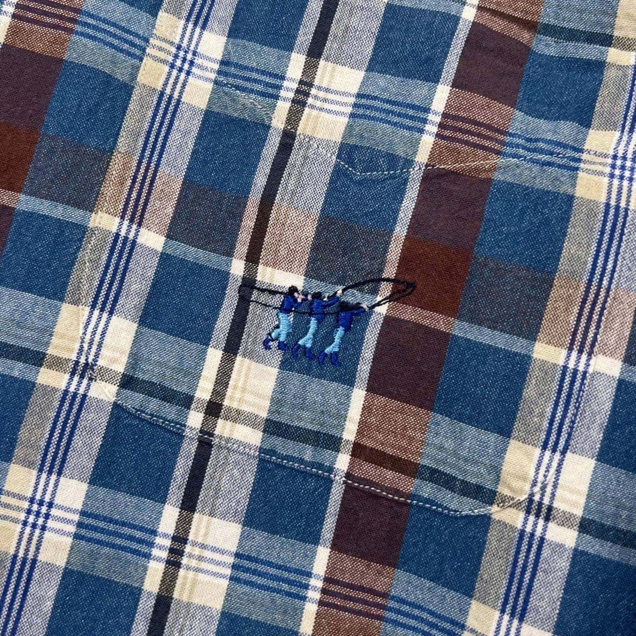 Henry Cotton's ヘンリーコットンズ イタリア製 チェック柄 BD 長袖シャツ 39-15 1/2/ブルー