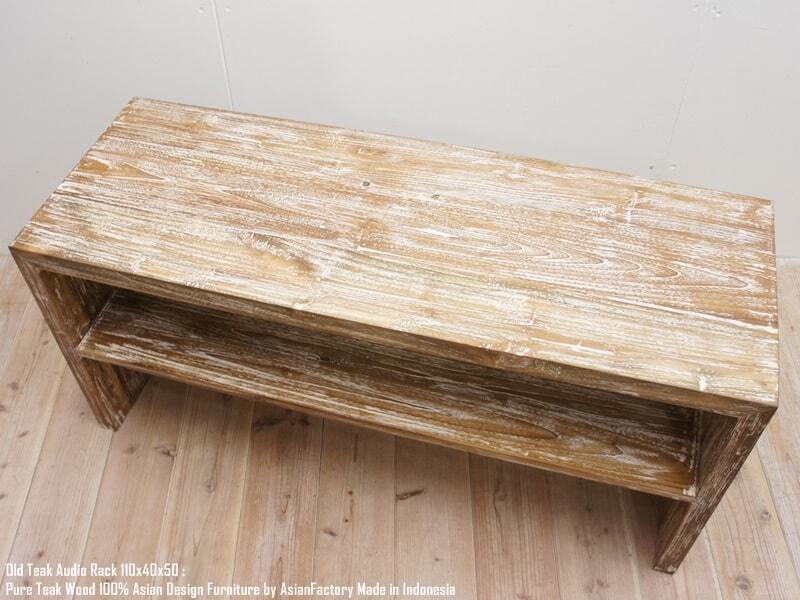 オールドチーク無垢材 オーディオラック 幅110cm × 奥行40cm × 高さ