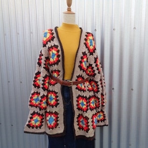 70's Granny square crochet cardigan／70年代 グラニースクエア クロシェ編み カーディガン