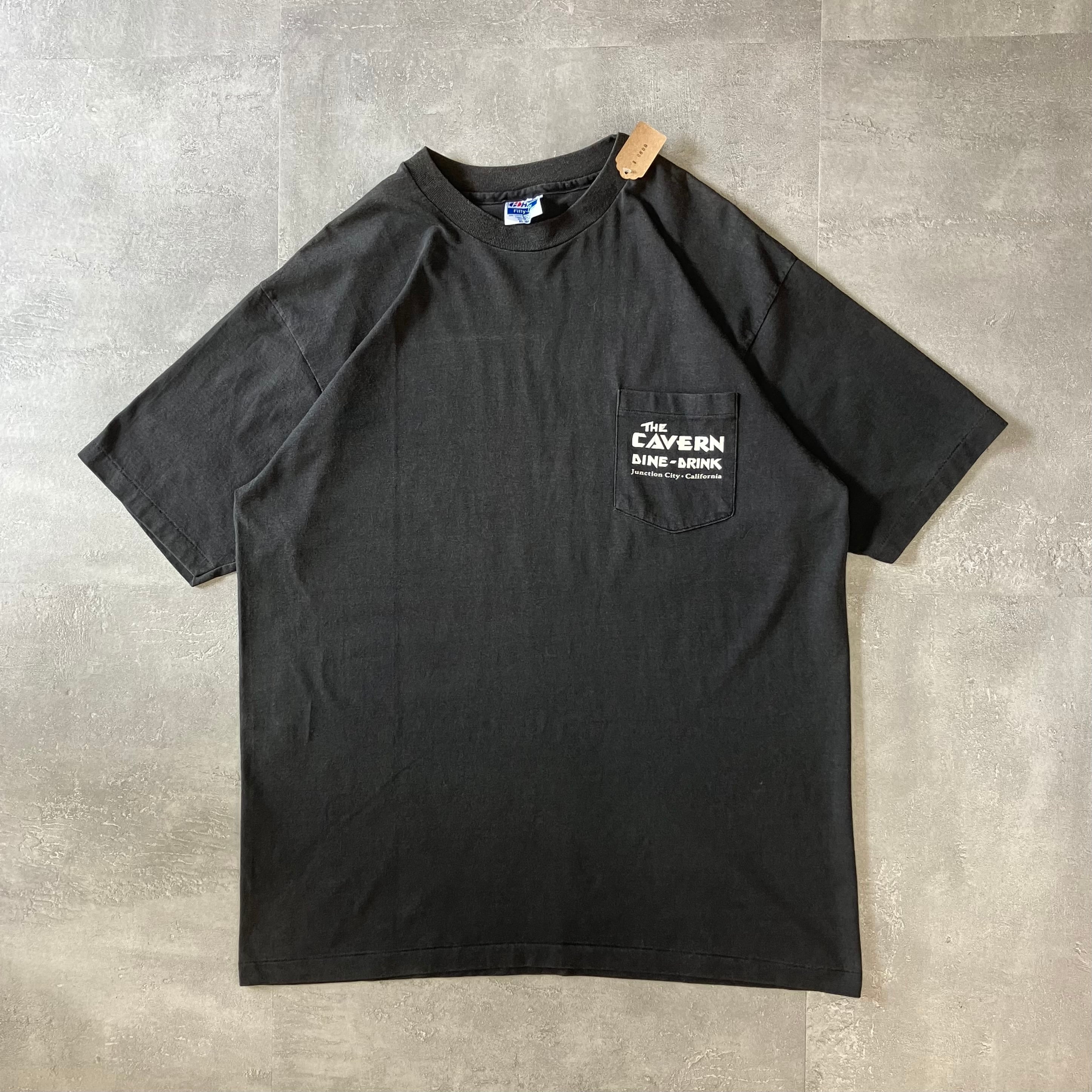 Hanes ヘインズ 90s ポケットTシャツ ブラック 両面プリント XL No.2998