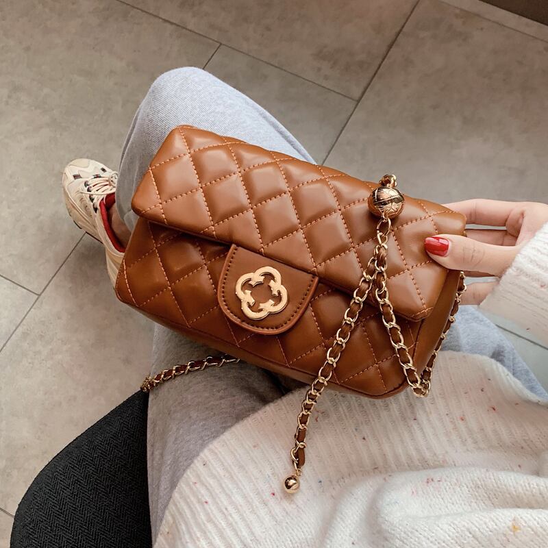 チェーン レッド スクウェア メッセンジャーバッグ 手作りハンドバック41086206901