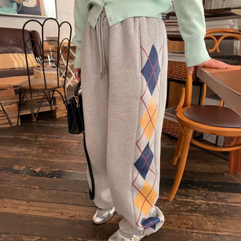 Argyle wide leg sweatpants 00506