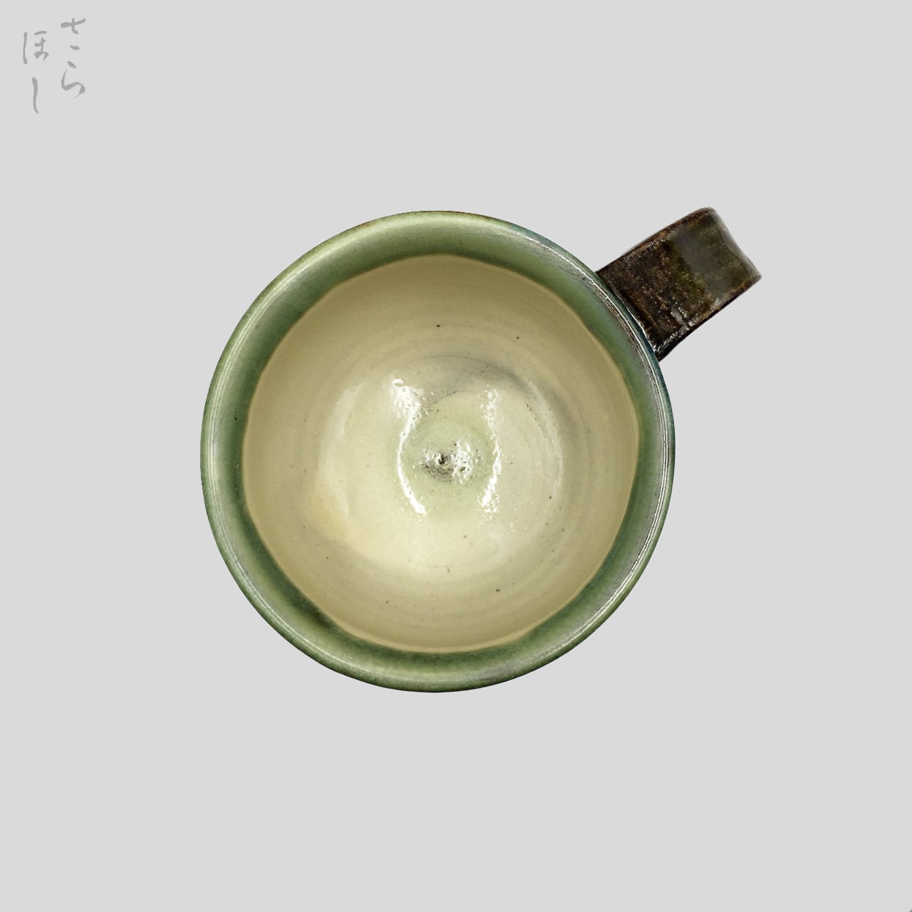 小鹿田焼 小袋窯 3寸マグカップ 飛びかんな 緑 口径約9cm 陶器 和食器