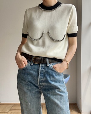 "Elisabetta Franchi" bijou cotton knit tops