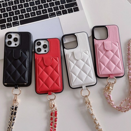 iPhone14 Pro Max 13 12ケース 大人女性 レザー調 ショルダー★ アイフォン13ケース カード収納 チェーン付き 肩掛け 両手開放 インスタ映え★