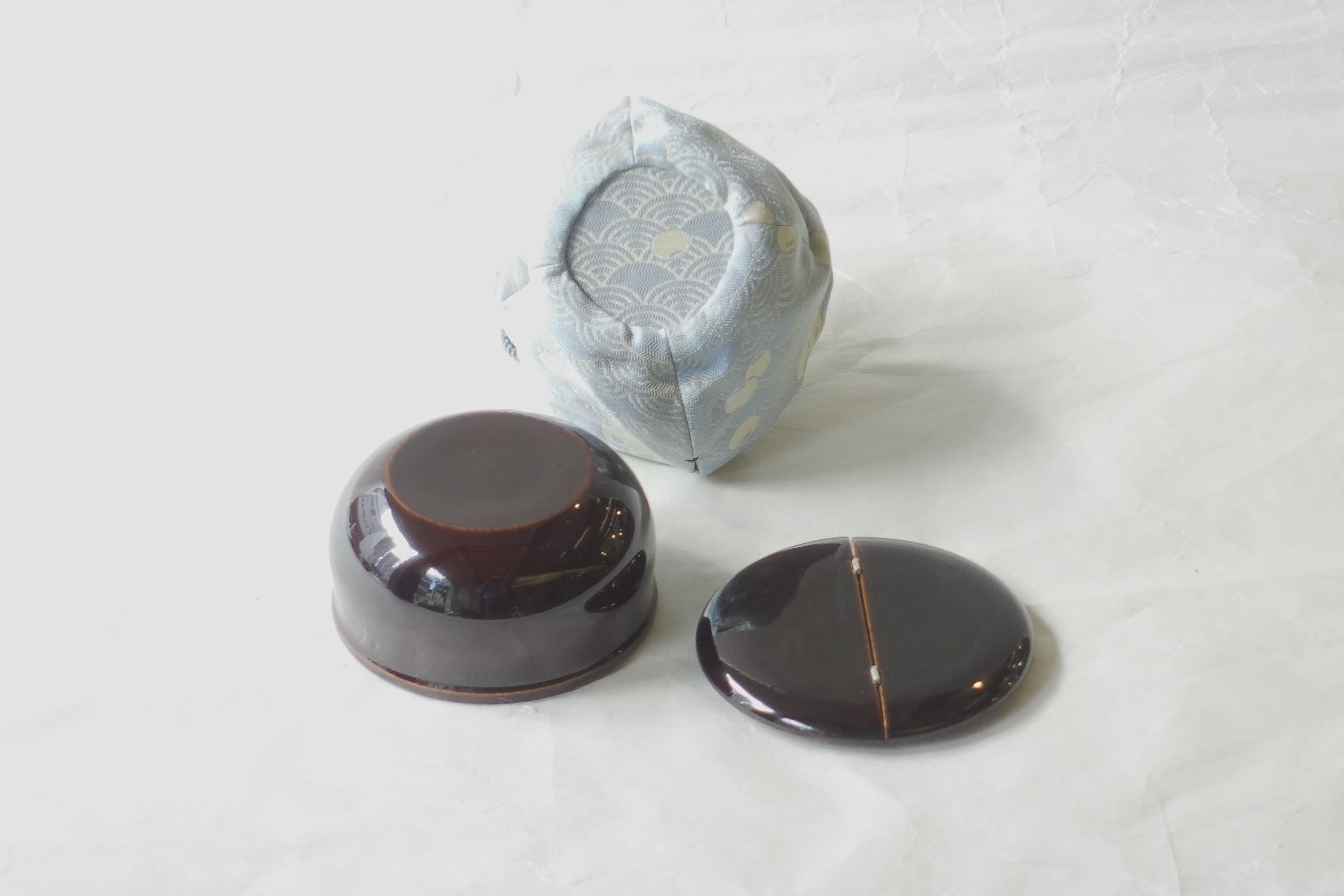 日本製 木製 覚々斎好写 老松茶器 つぼつぼ青海波 上仕服付 | 小林漆陶