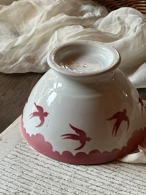 つばめ柄カフェオレボウル 赤