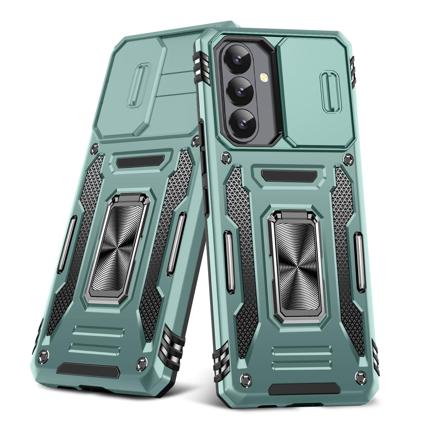 YULNCUZ 対応 Galaxy S26 用の ケース リング付き スライド式カメラカバー 耐衝撃 スタンド機能 車載ホルダー レンズ保護