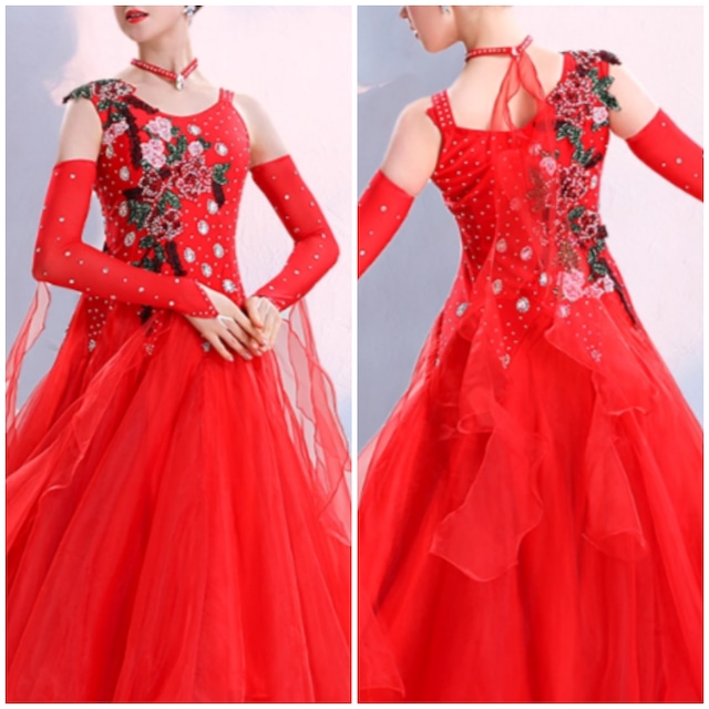 エレガント フローラル エンブロイダリー モダンドレス 4col D00241