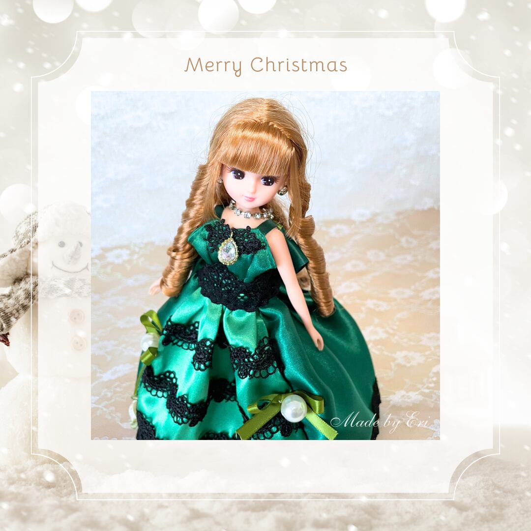 クリスマスシリーズ】クリスマスグリーンのクラシカルドレス