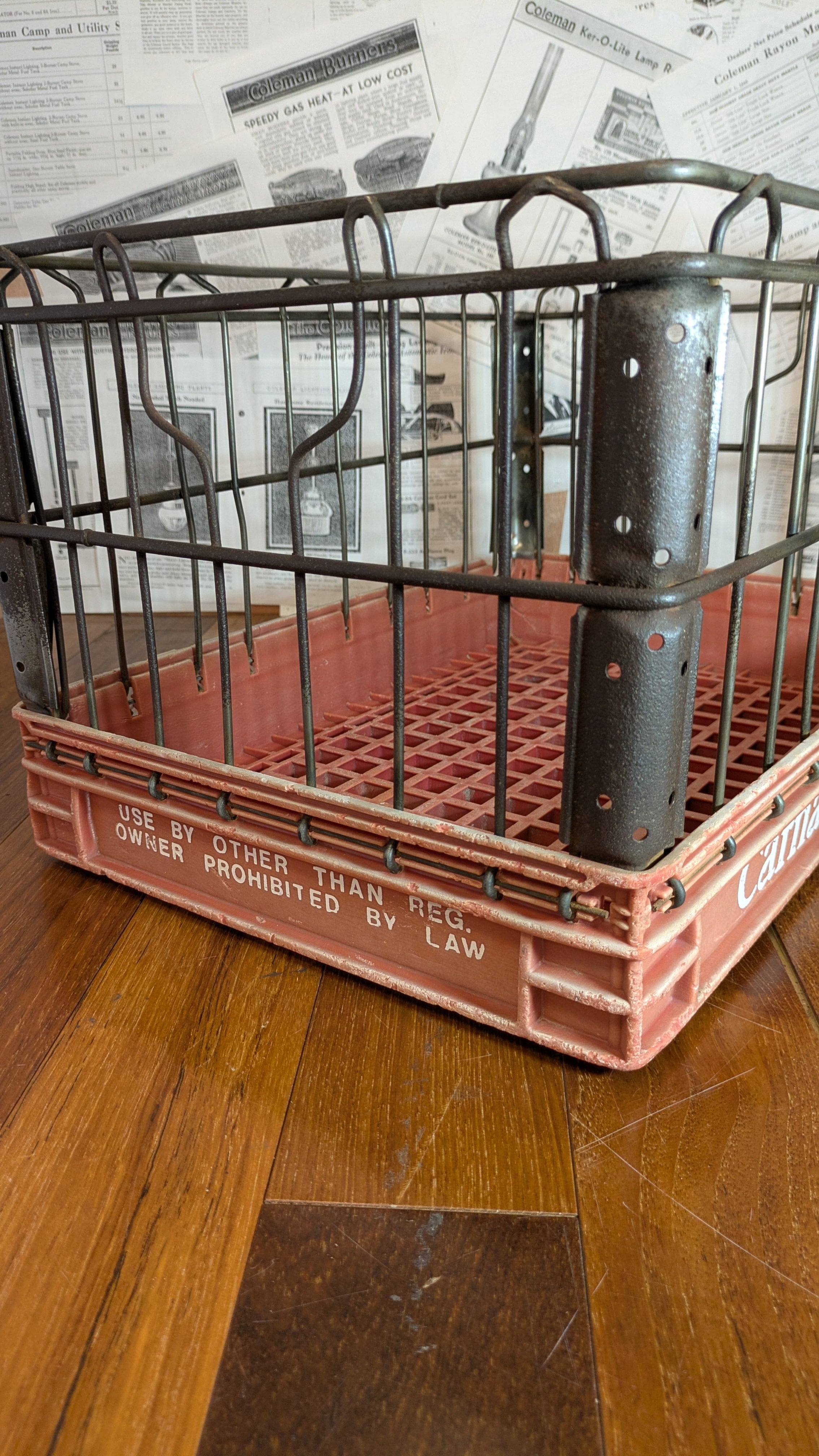 Vintage Carnation WireCrate StorageBox Antique Container