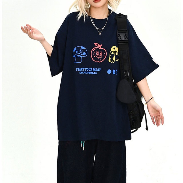 レトロキャラクターコミカルプリントTシャツ 2col R02057