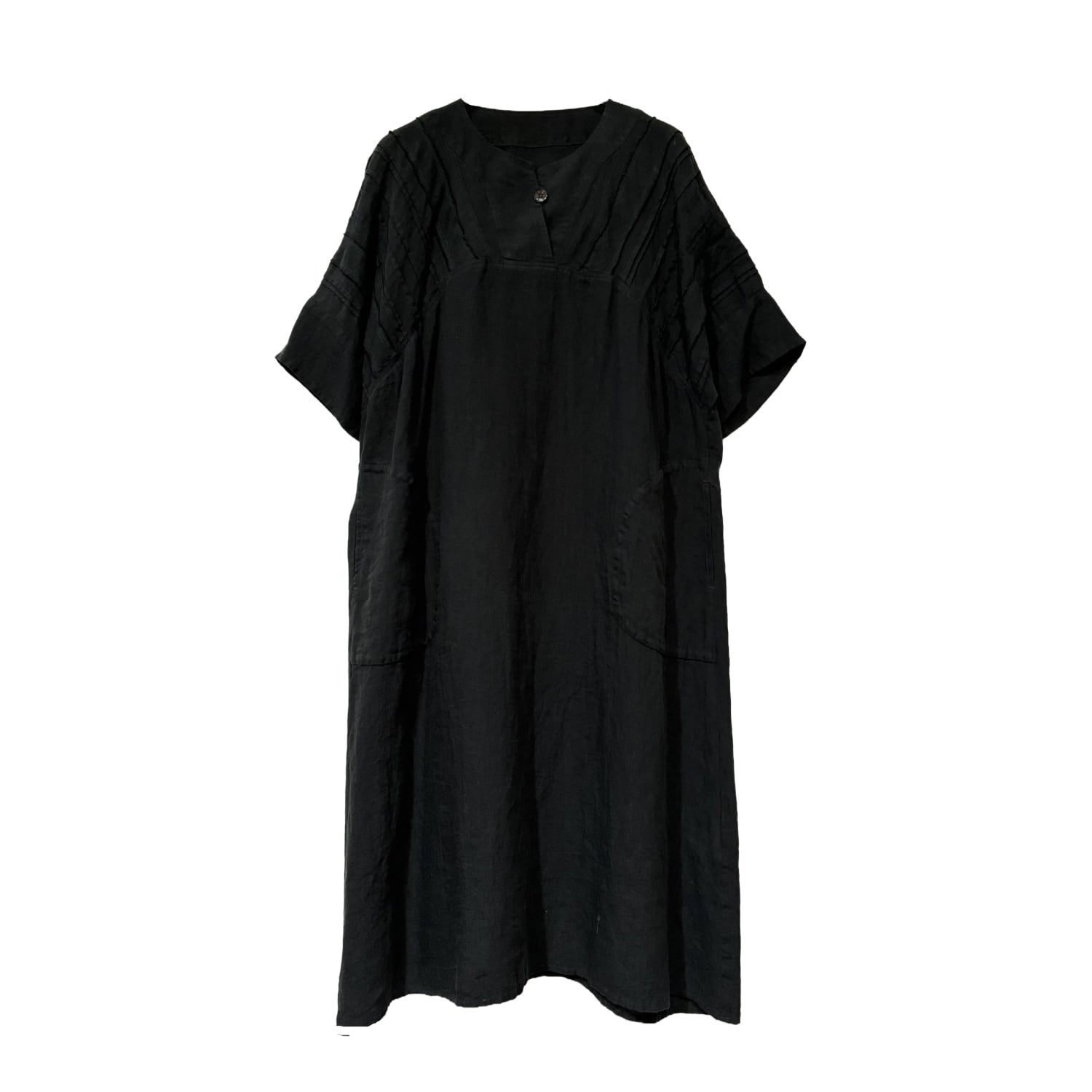 evam eva　リネン100％　カフタン　チュニック　ワンピース　黒　F ナチュラルリネン カフタン風ワンピース【262-7154】Natural linen