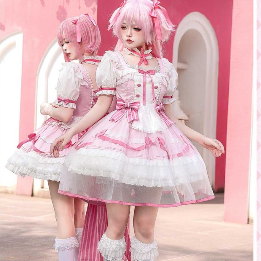 夢かわいい ネックストラップ チョーカー パステルピンク リボン コン