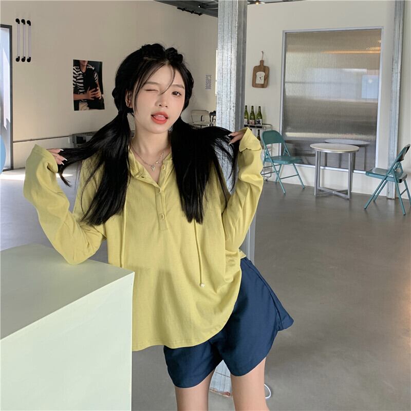 フード薄手ブラウス Tシャツ サマーカジュアルルーズトップス ロング 夏物 ブラックストロベリース40636731271