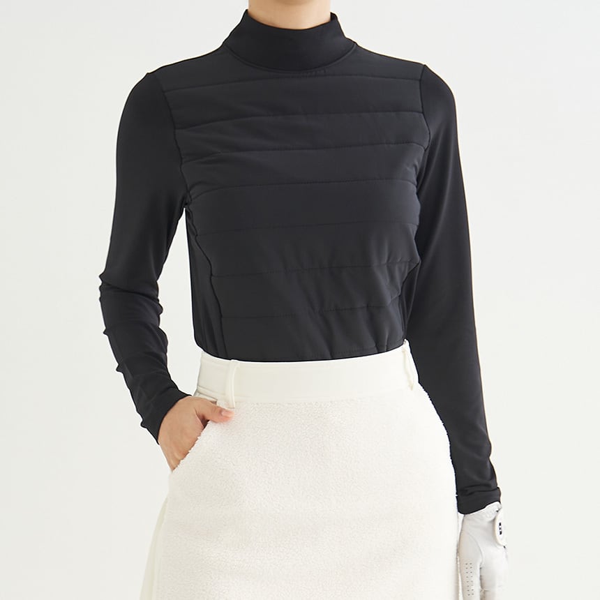 キルティングタートルネック裏起毛プルオーバー