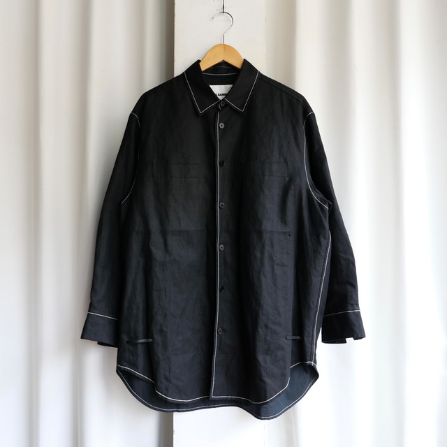 JIL SANDER 20SS COTTON LINEN WHITE STITCH SHIRT