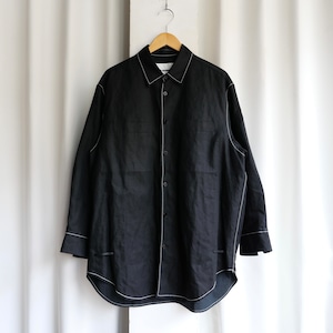 JIL SANDER 20SS COTTON LINEN WHITE STITCH SHIRT