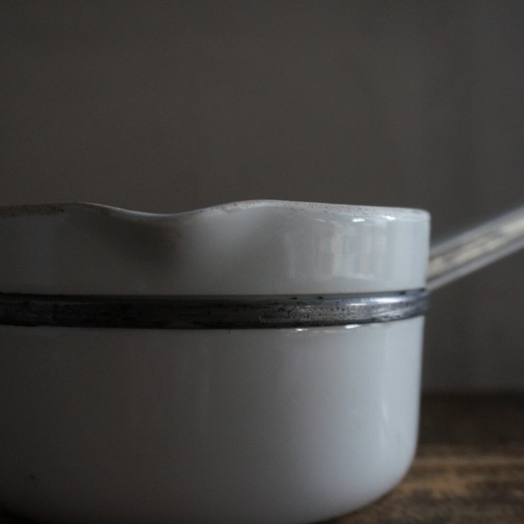 古いフランスの陶器片手鍋(大)