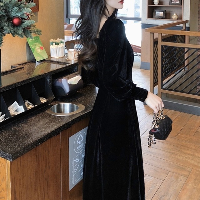 ワンピース レディース ドレス ロング マキシ 袖付きワンピース パーティードレス ロングドレス マキシワンピース レトロ クラシカル スクエアネック 秋 冬 秋冬 春 ブラック 黒 ボルドー ワインレッド ベロア ロングワンピース C Oaw1043 My Charm マイチャーム ワンピース レディース ドレス ロング マキシ 袖付きワンピース パーティードレス ロングドレス マキシワンピース レトロ クラシカル スクエアネック 秋 冬 秋冬 春 ブラック 黒 ボルドー ワインレッド ベロア ロングワンピース C Oaw1043 My Charm マイチャーム