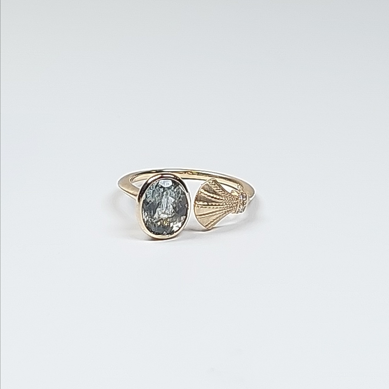 K10 Aquamarine Sunstone Diamond Ring