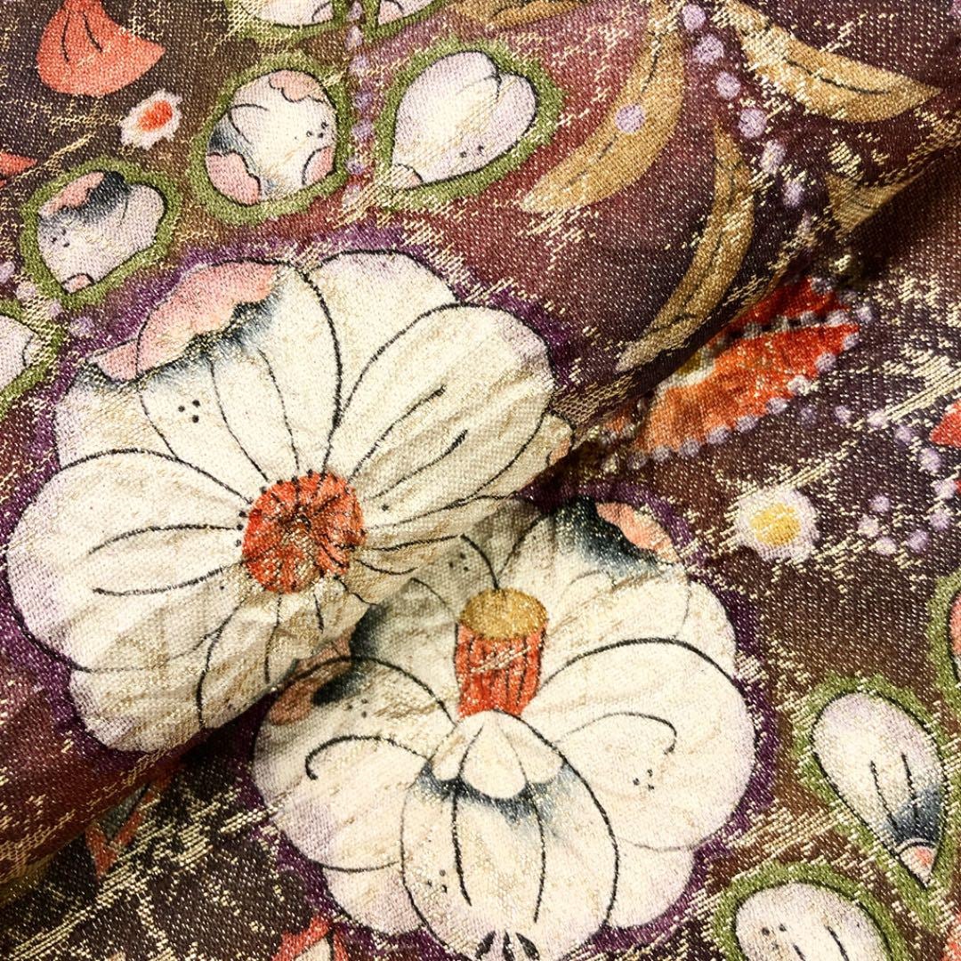 O-2121 袋帯 作家物 辻が花 膨れ織 金彩 葡萄酒色 www.alpearitana.com.br